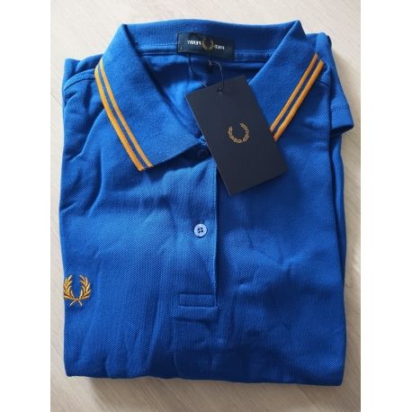 Polo Fred Perry azul claro rayas doradas 