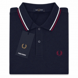 Polo Fred Perry azul marino r.roja/blanca