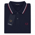 Polo Fred Perry azul marino r.roja/blanca