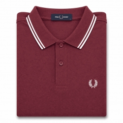 Polo Fred Perry burdeos rayas blancas