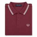 Polo Fred Perry burdeos rayas blancas