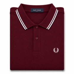 Polo Fred Perry burdeos rayas blancas