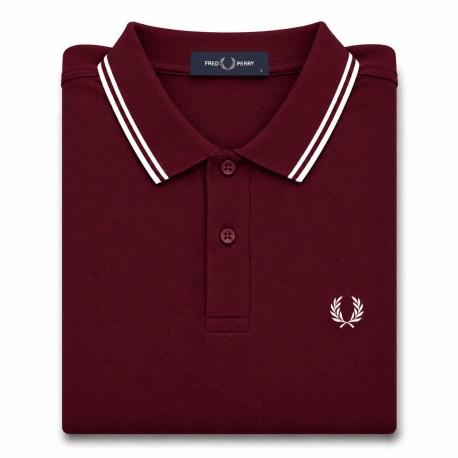 Polo Fred Perry burdeos rayas blancas