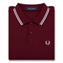 Polo Fred Perry burdeos rayas blancas